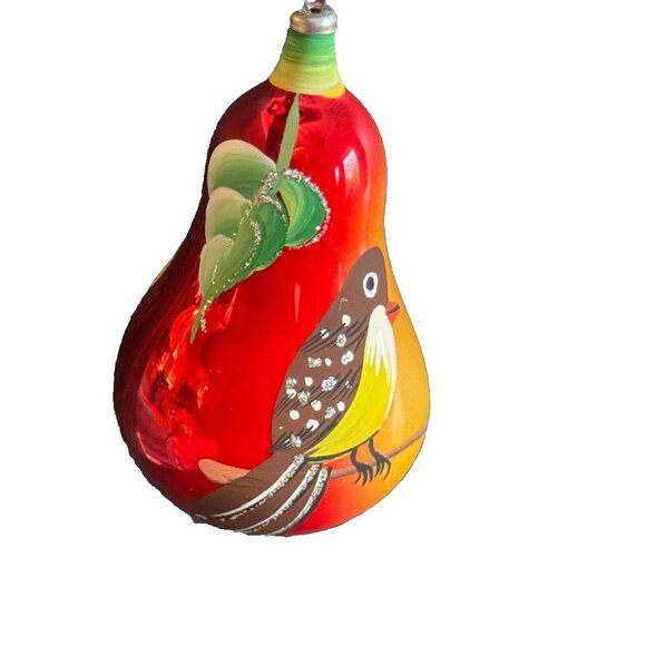 Vintage Soffieria De Carlini Italy Partridge in a Pear Tree Blown Glass Ornament - Picture 1 of 6
